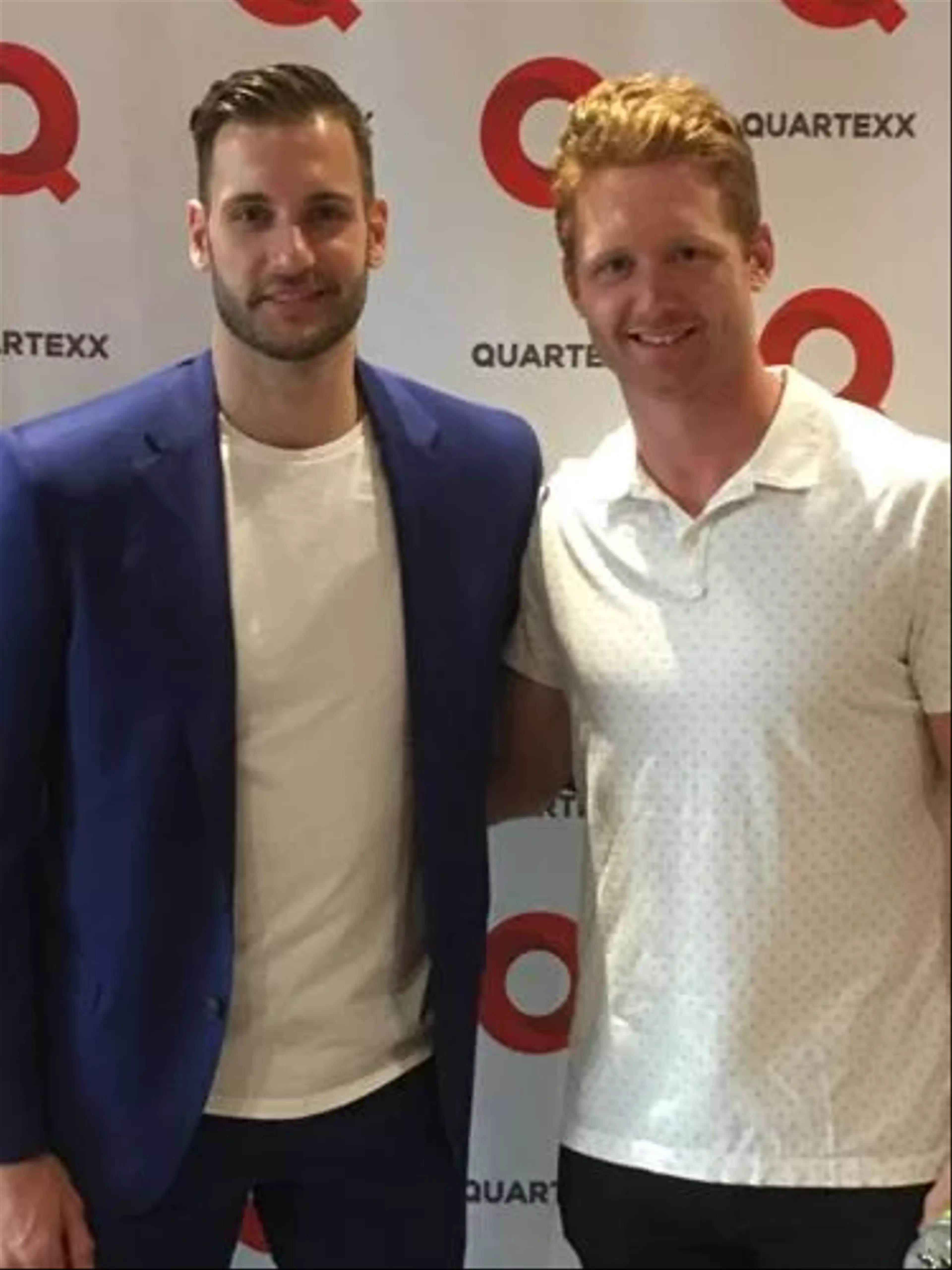 Marco Scandella and Michael Matheson posing for a photo